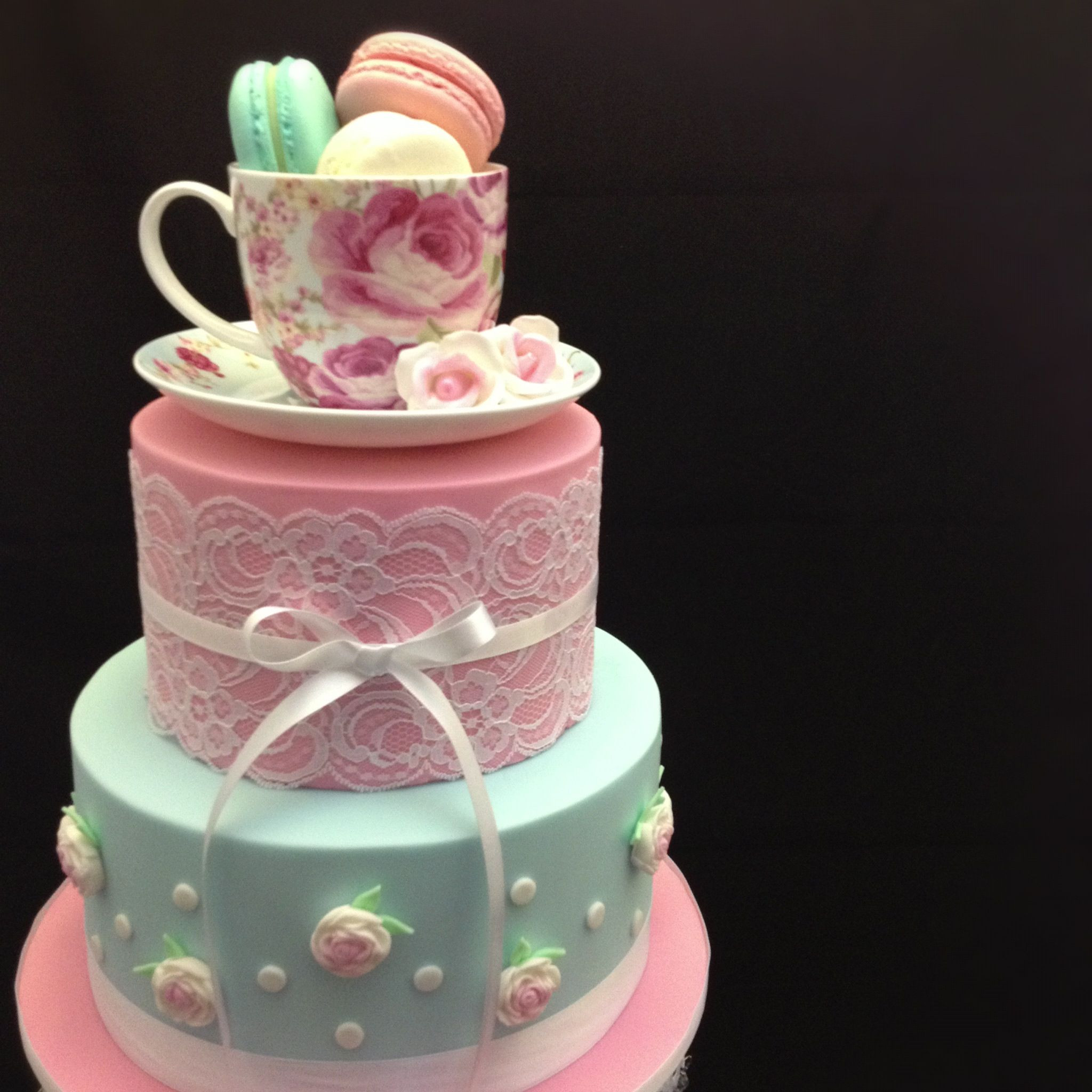 Tea Party Baby Shower Cake
 Tea Party Bridal Shower Cake
