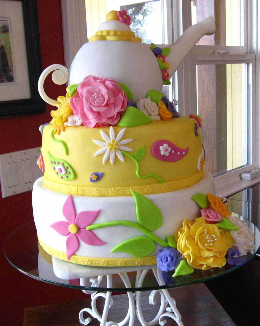 Tea Party Baby Shower Cake
 Teapot Cake For Tea Party Baby Shower CakeCentral