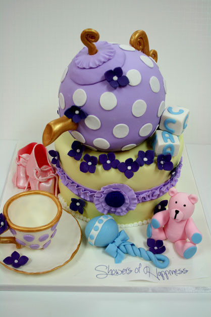 Tea Party Baby Shower Cake
 Baby Shower Cakes NJ High Tea Party Tea Pot Custom Cakes