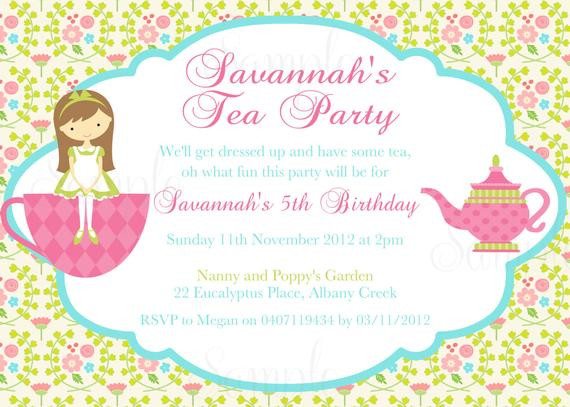 Tea Party Invite Ideas
 Tea Party Birthday Theme Printable Invitation and Gift Favor