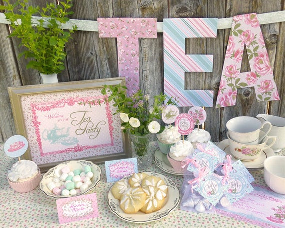 Tea Party Themed Baby Shower Ideas
 Tea Party Printable Set Baby Shower Bridal Shower or