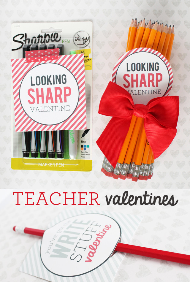 Teacher Valentine Gift Ideas
 Looking Sharp Teacher Valentine printable tags