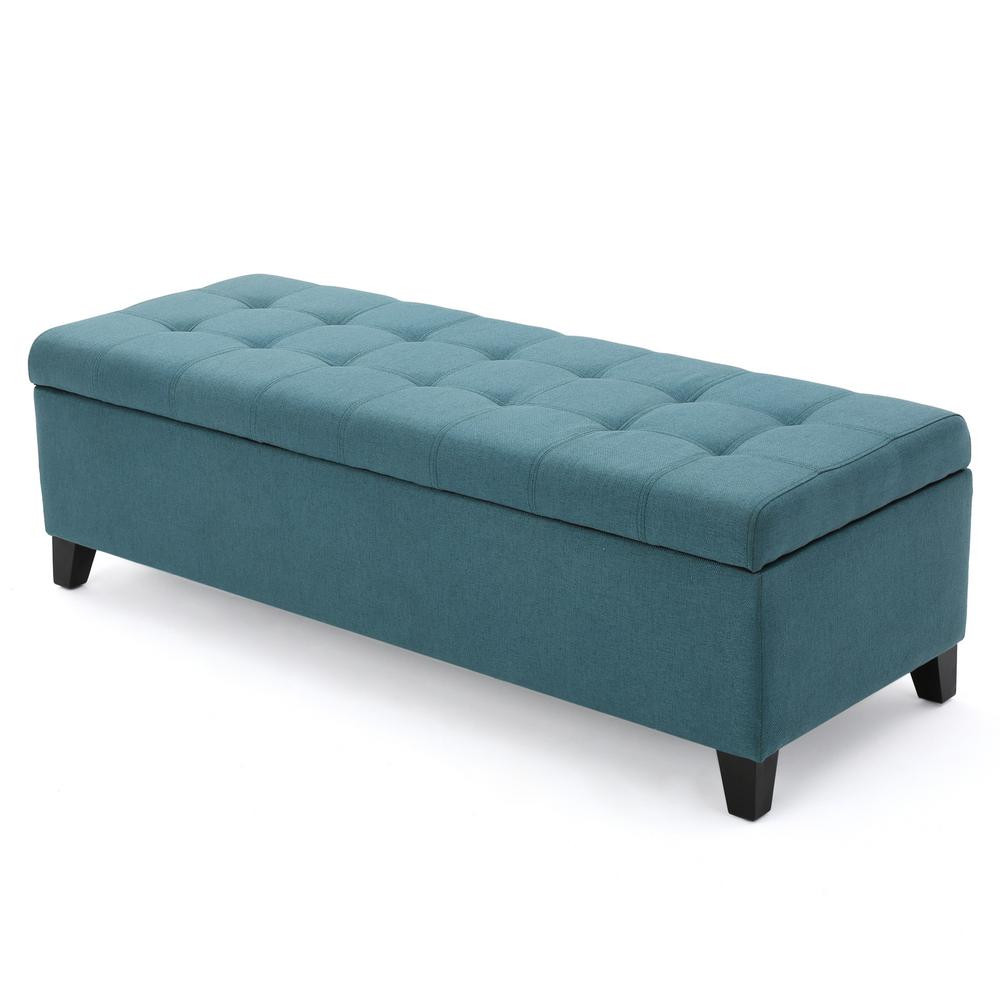 Teal Storage Bench
 Noble House Mission Dark Teal Storage Fabric Ottoman Bench