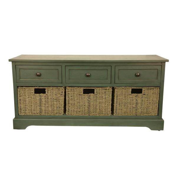 Teal Storage Bench
 Decor Therapy Montgomery Antique Teal Storage Bench FR6298