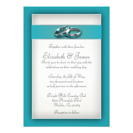 Teal Wedding Invitations
 Teal Wedding Invitations 5" X 7" Invitation Card