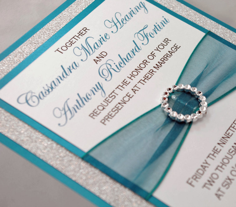 Teal Wedding Invitations
 Teal and Silver Glitter Wedding Invitation Full of by