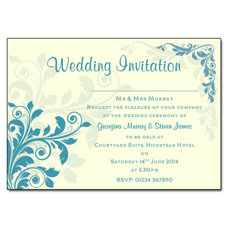 Teal Wedding Invitations
 Teal & Cream Floral Wedding Invitations