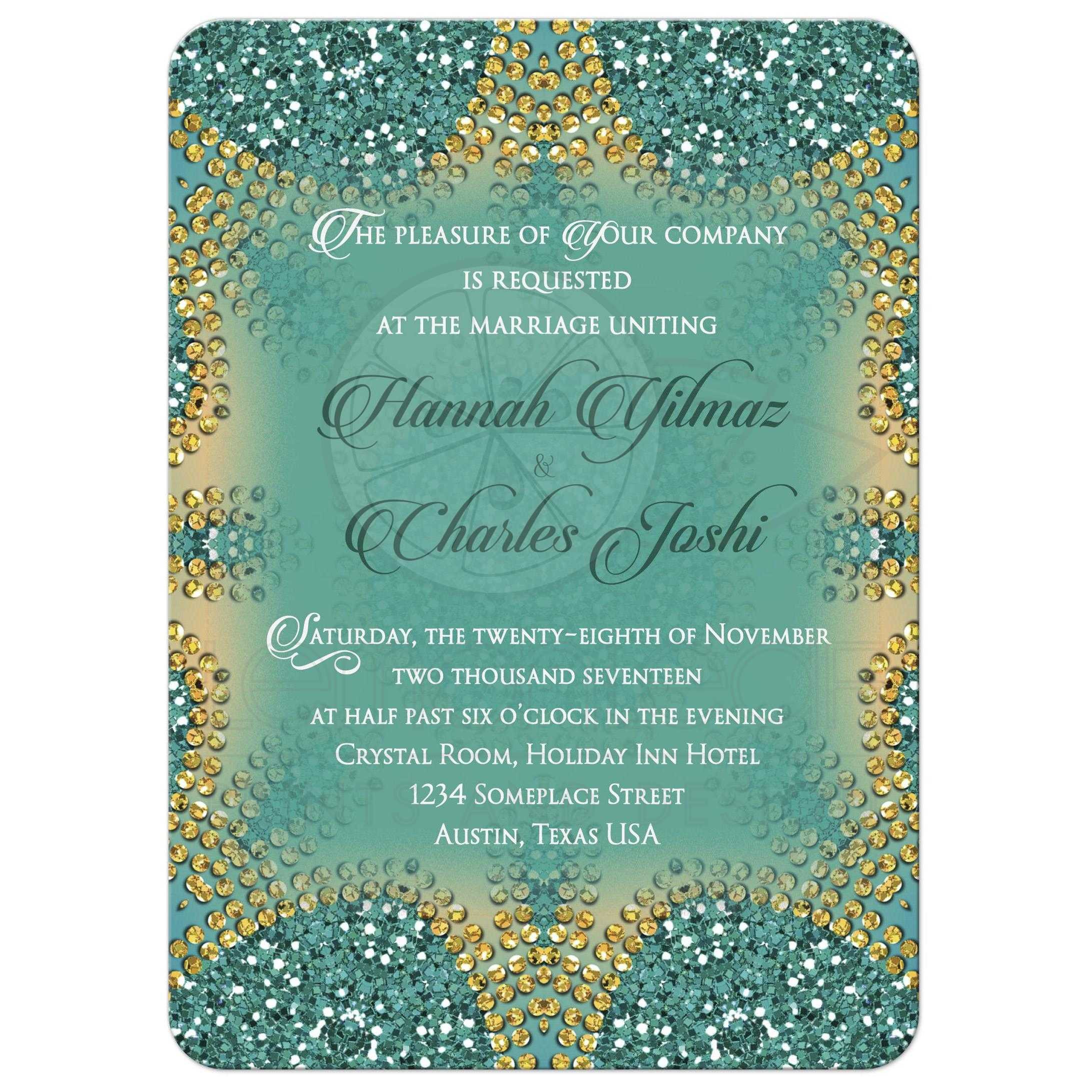 Teal Wedding Invitations
 Teal Glitter Wedding Invitation