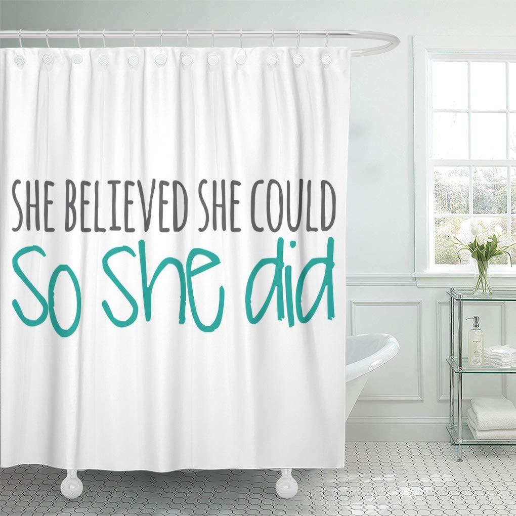 Teenage Bathroom Shower Curtains
 CYNLON Motivational She Believed Could So Inspirational