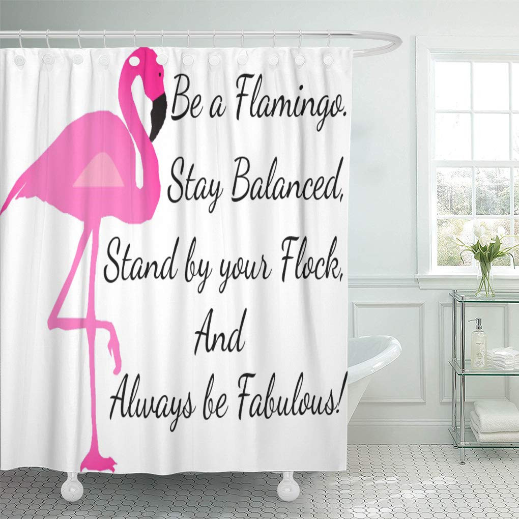Teenage Bathroom Shower Curtains
 CYNLON Pink Black Be Flamingo Tropical Teen Girl Room Cute