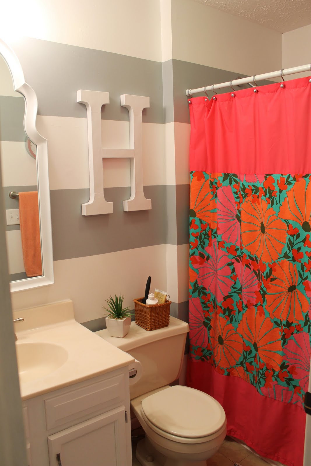 Teenage Bathroom Shower Curtains
 Hems and Haws Coral Painting