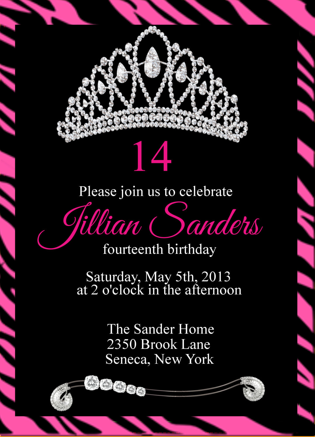 Teenage Birthday Invitations
 Printable Princess Crown Birthday Party by