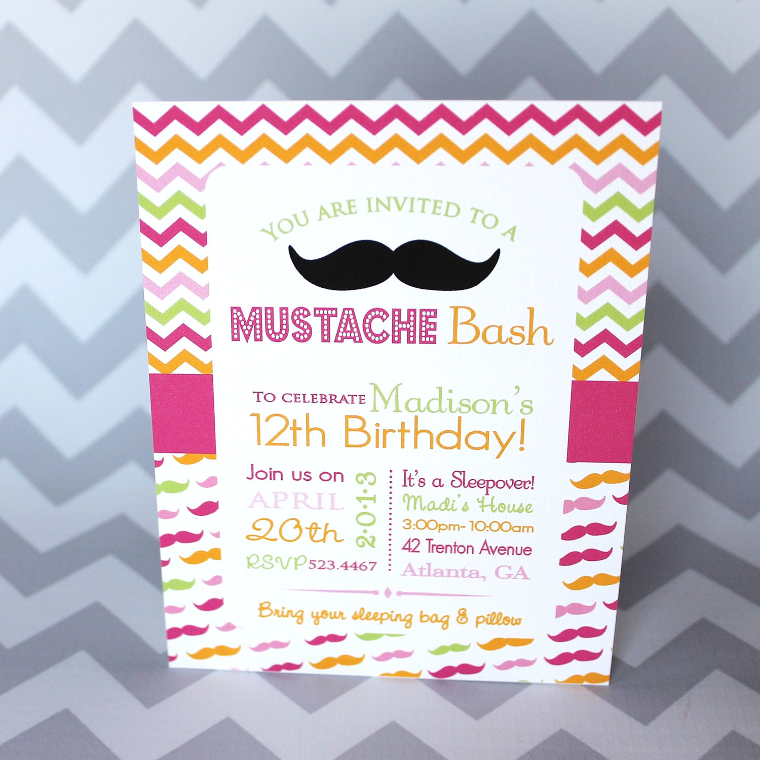 Teenage Birthday Invitations
 Mustache Bash Birthday Invitation Teen Girl by BabycakesArt