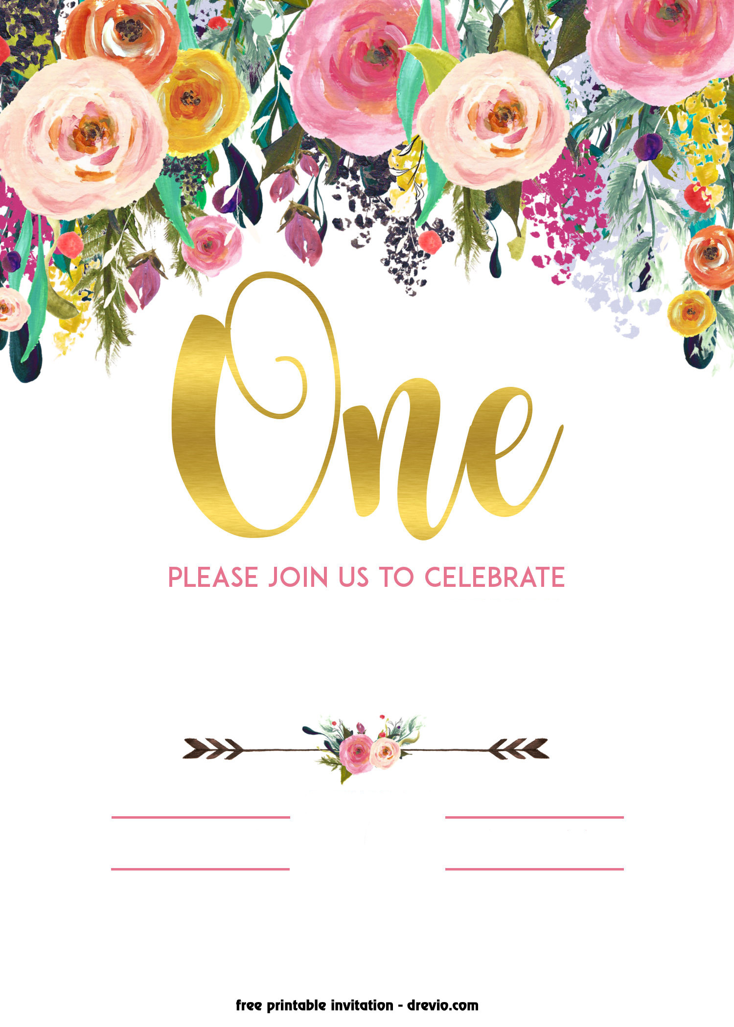 Templates For Birthday Invitations
 FREE Printable 1st Birthday Invitation – Vintage Style