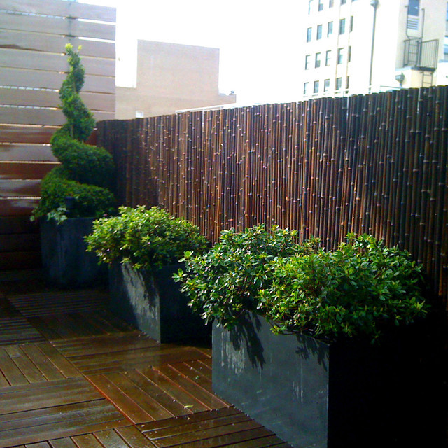 Terrace Landscape Fence
 TriBeCa NYC Roof Garden Deck Bamboo Fence Container