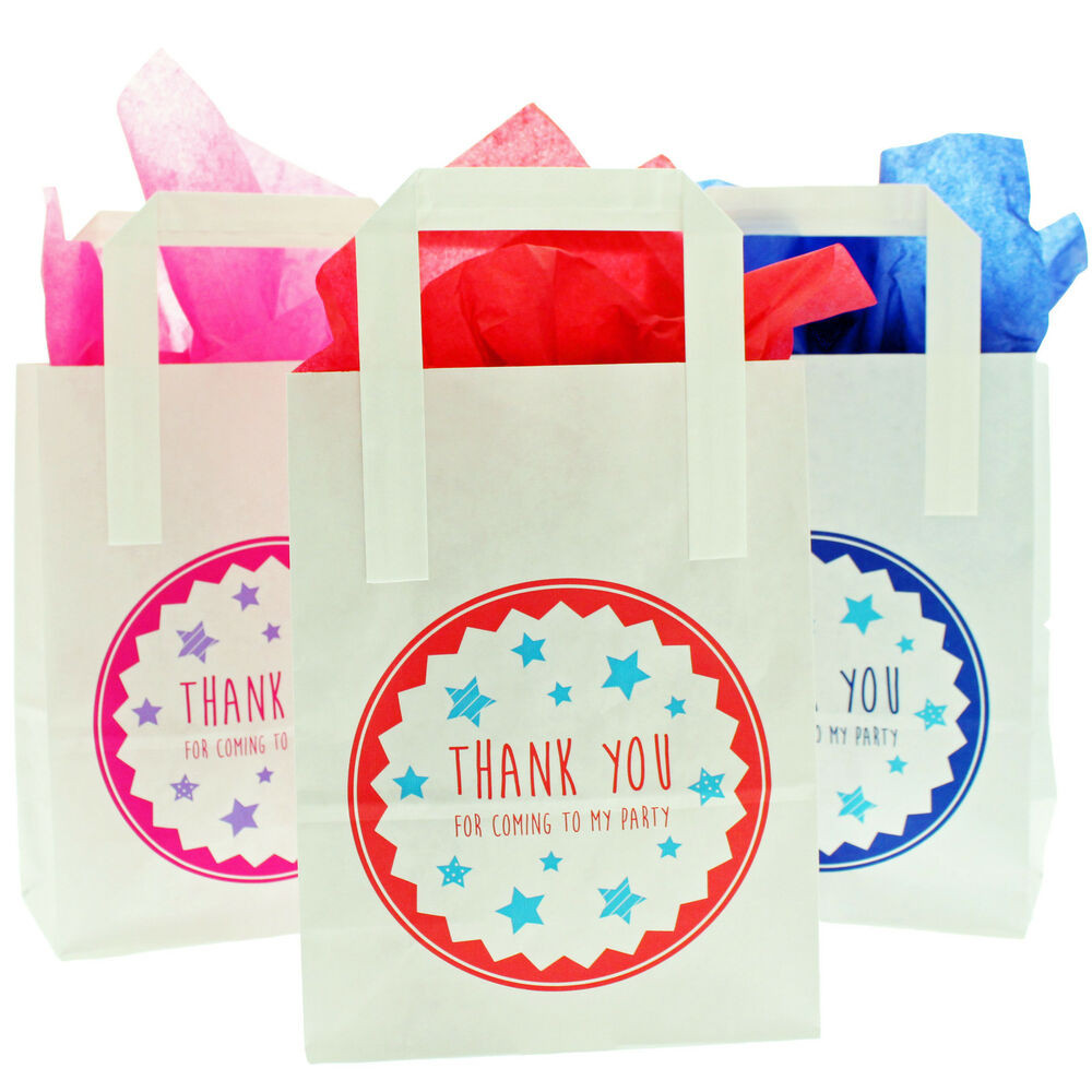 Thank You For Coming To My Party Gift Ideas
 10 White Paper Party Bags Printed "Thank You For ing To