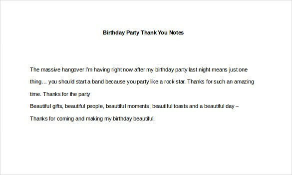 Thank You Note For Birthday Party
 8 Birthday Thank You Notes – Free Sample Example Format