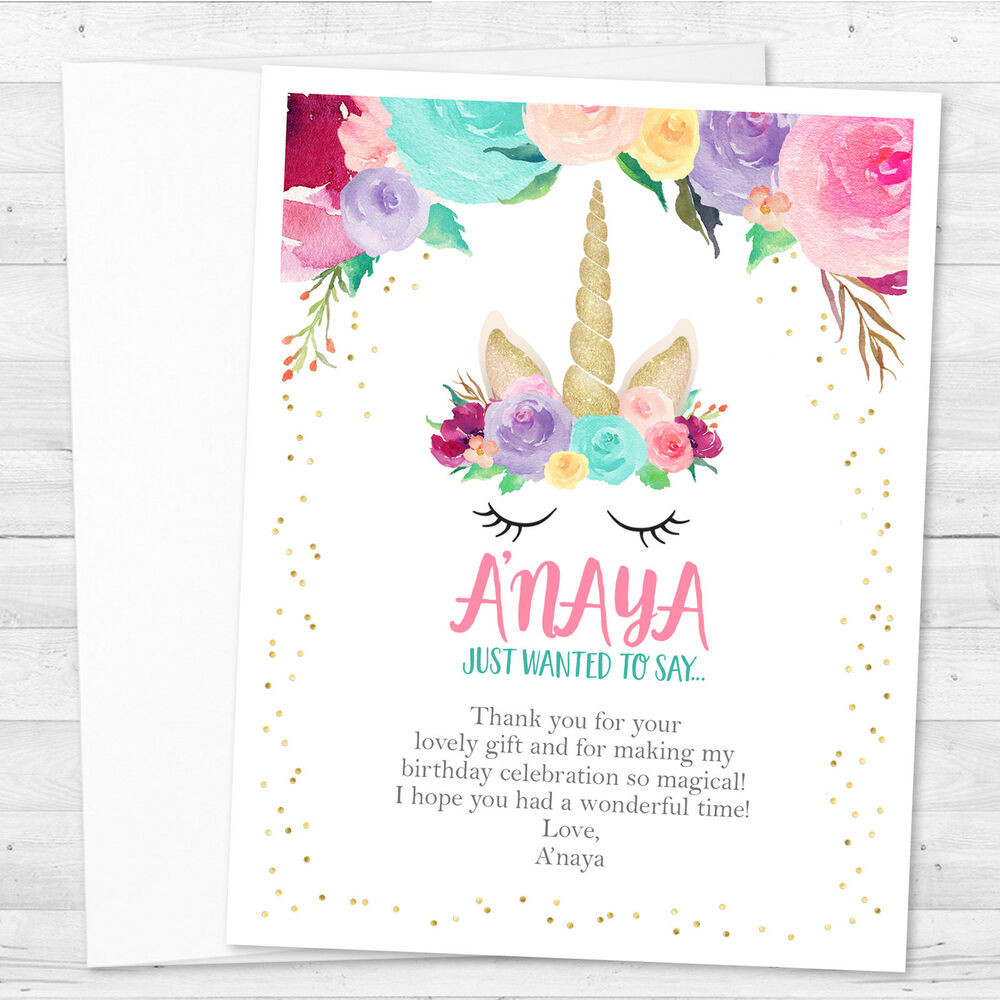 Thank You Note For Birthday Party
 8 Unicorn Birthday Party Personalized Thank You Notes