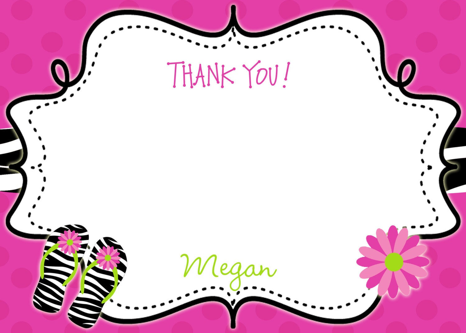 Thank You Note For Birthday Party
 pool party Birthday Party Thank you note flip flops