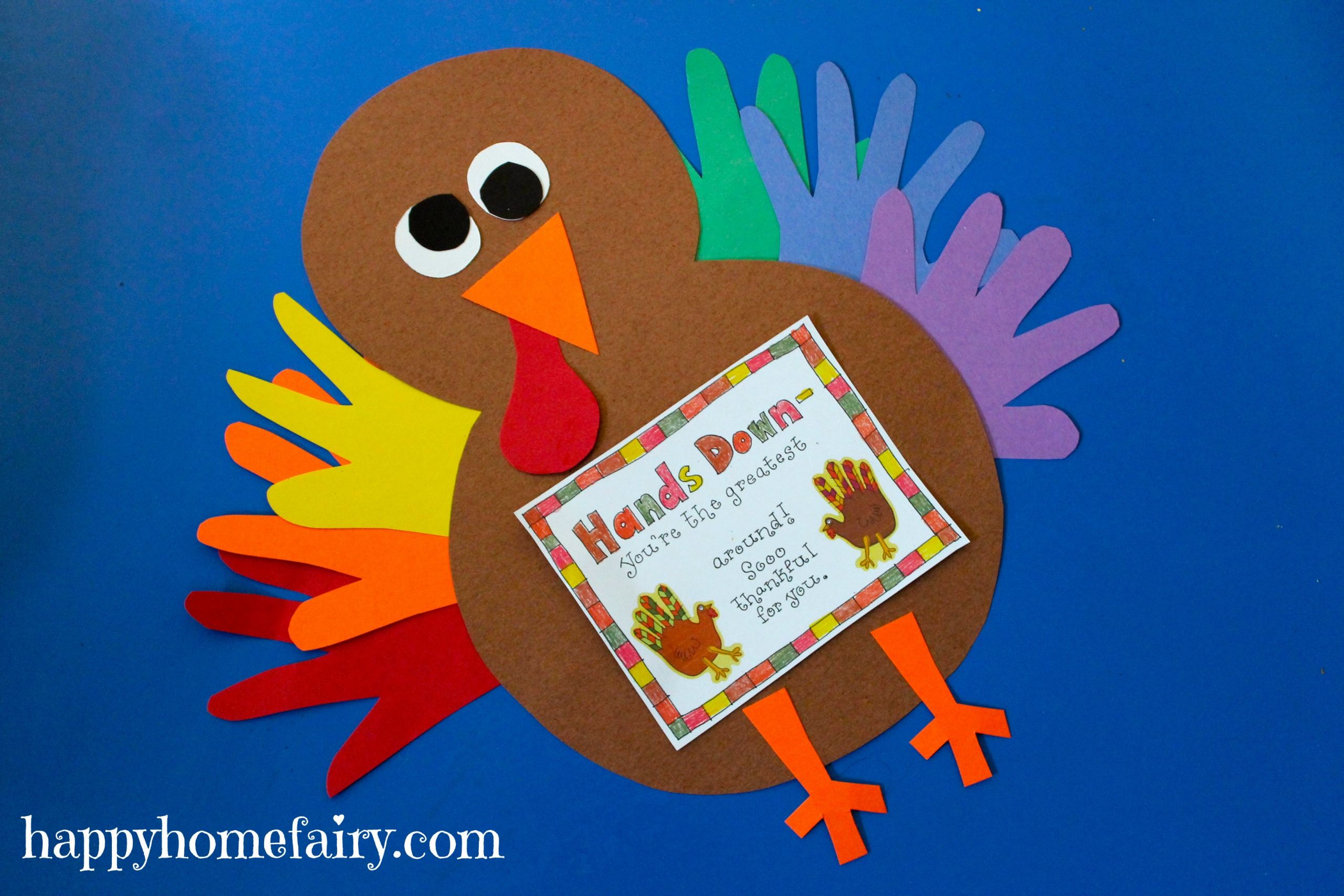 Thanksgiving Art For Preschoolers
 Thankful Handprint Turkey Craft FREE Printable Happy