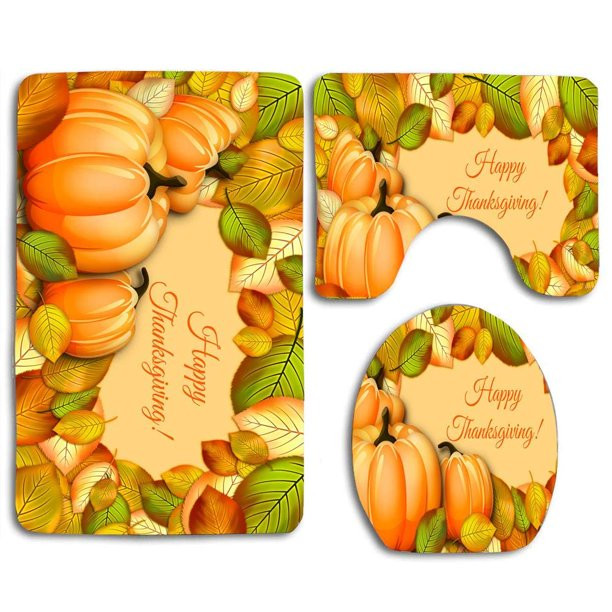 Thanksgiving Bathroom Set
 CHAPLLE Happy Thanksgiving Fall Leaves 3 Piece Bathroom