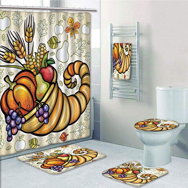 Thanksgiving Bathroom Set
 PRTAU Harvest Cornucopia Harvest Thanksgiving with Various