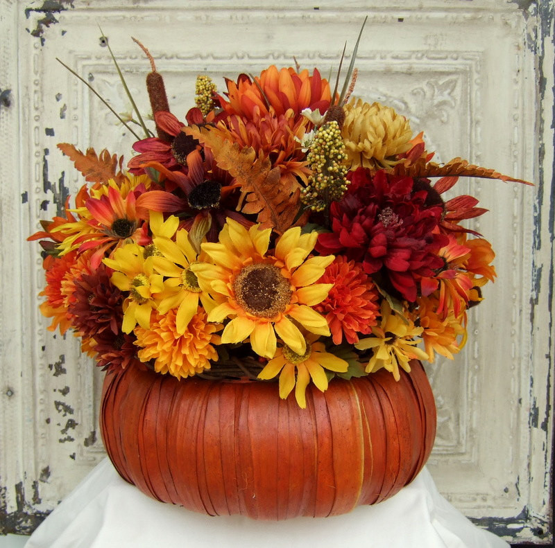 Thanksgiving Flower Arrangement
 Fall Floral Arrangement Thanksgiving Centerpiece Pumpkin