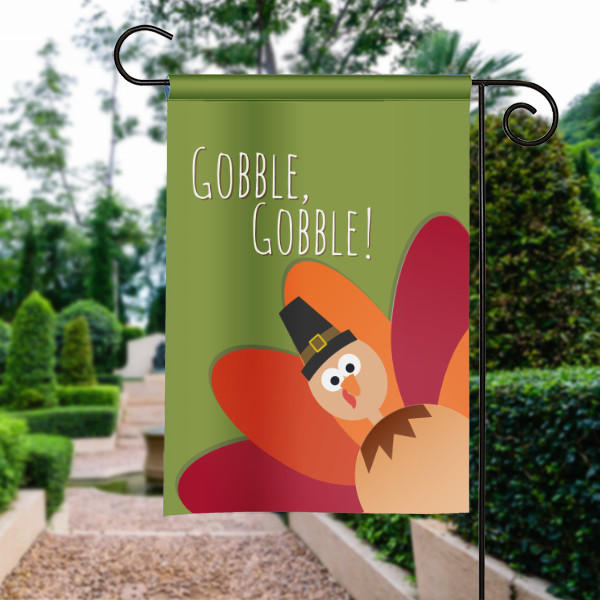 Thanksgiving Garden Flags
 Gobble Gobble Silly Sideways Thanksgiving Turkey Garden