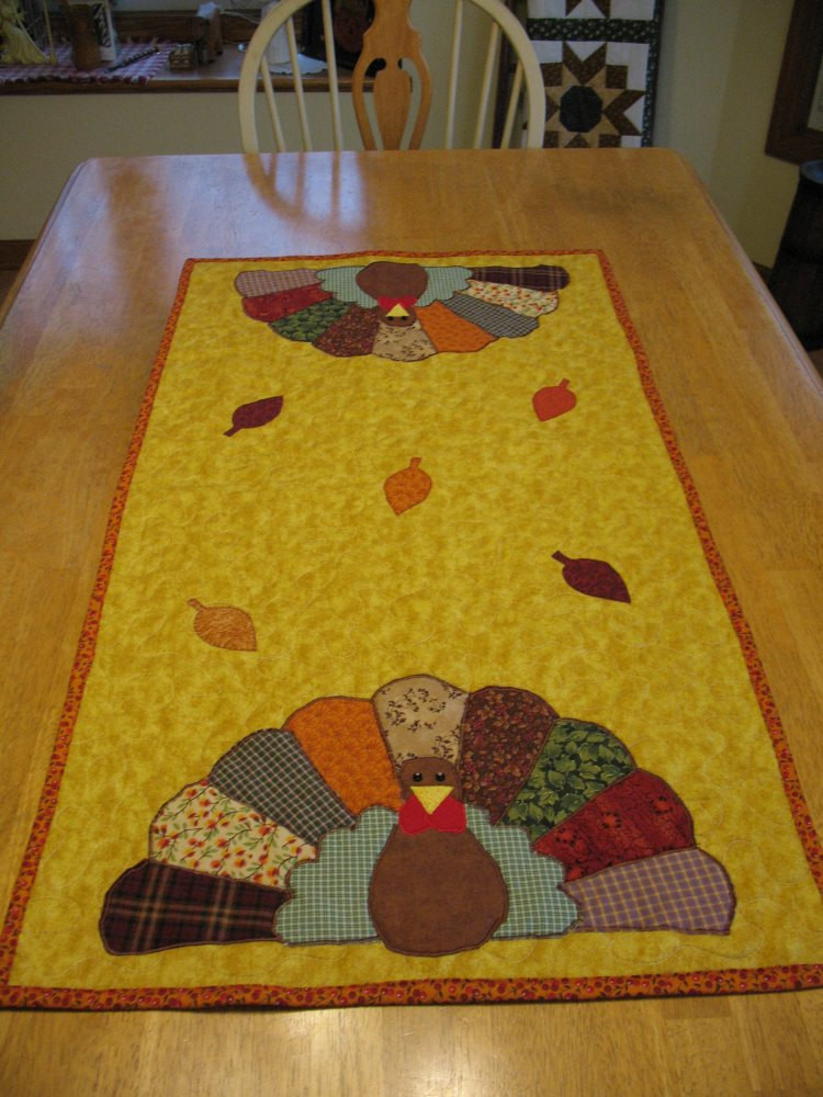 Thanksgiving Table Runner
 Appliqued Quilted Turkey Table Runner for Thanksgiving or Fall