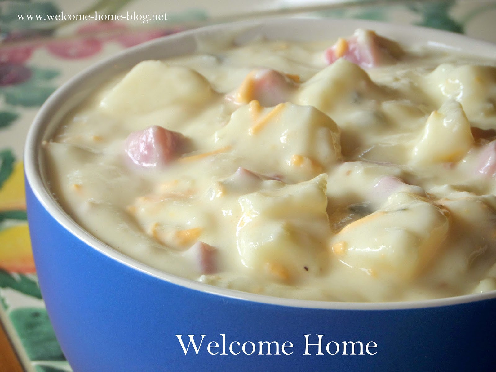 Thick Potato Soup
 Wel e Home Blog ♥ Thick and Creamy Potato Soup and Ham