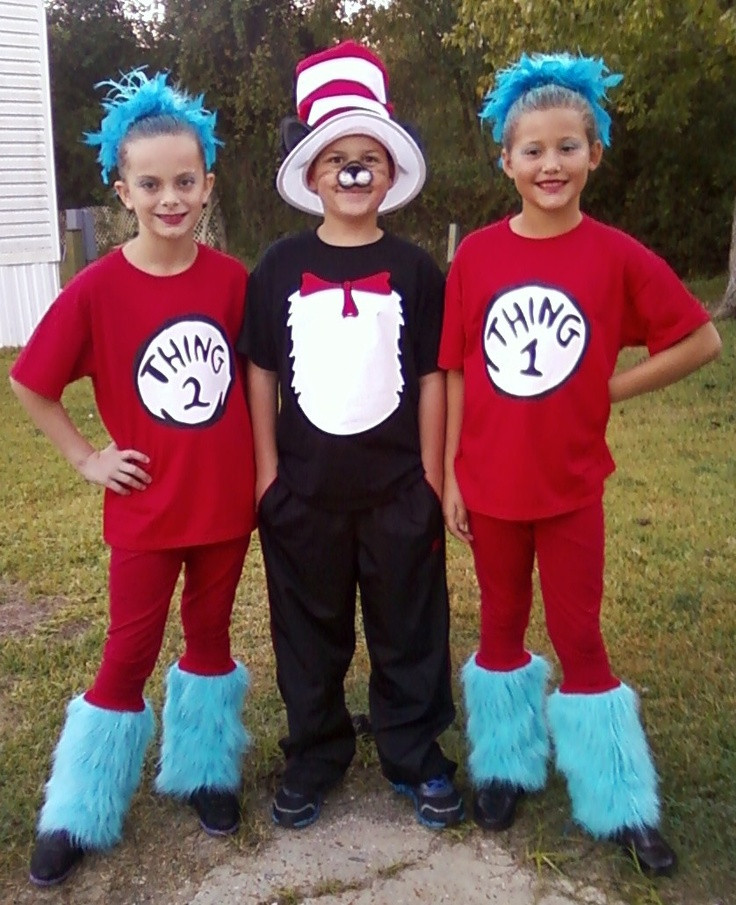 Thing 1 Costume DIY
 This years costumes Cat in the Hat with Thing one and