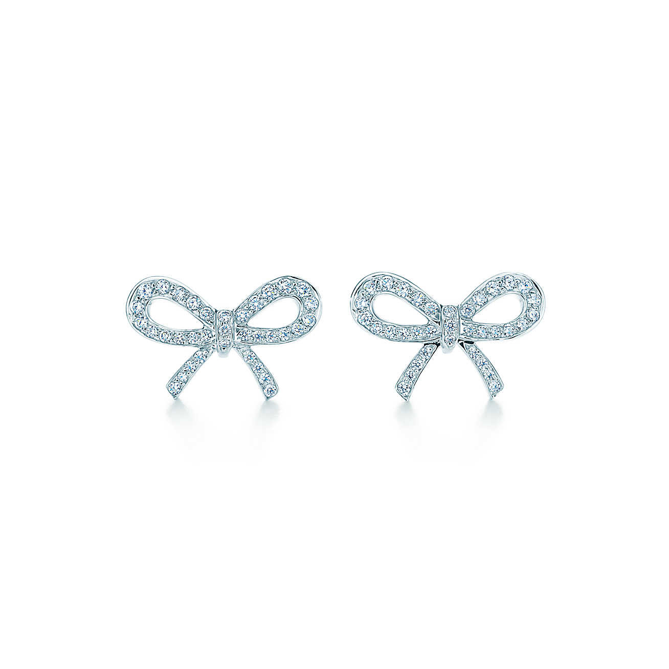 Tiffany Bow Earrings
 Tiffany Bow earrings in platinum with diamonds
