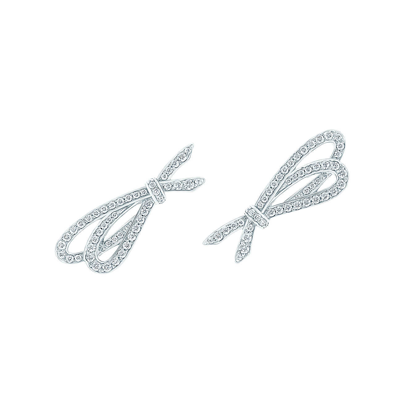Tiffany Bow Earrings
 Tiffany Bow earrings in 18k white gold with diamonds