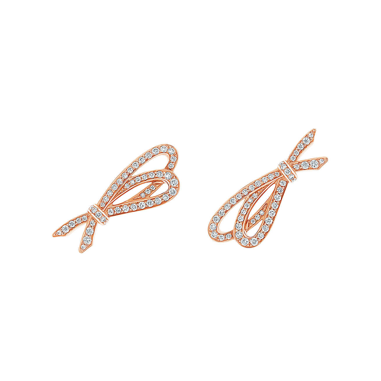 Tiffany Bow Earrings
 Tiffany Bow earrings in 18k rose gold with diamonds
