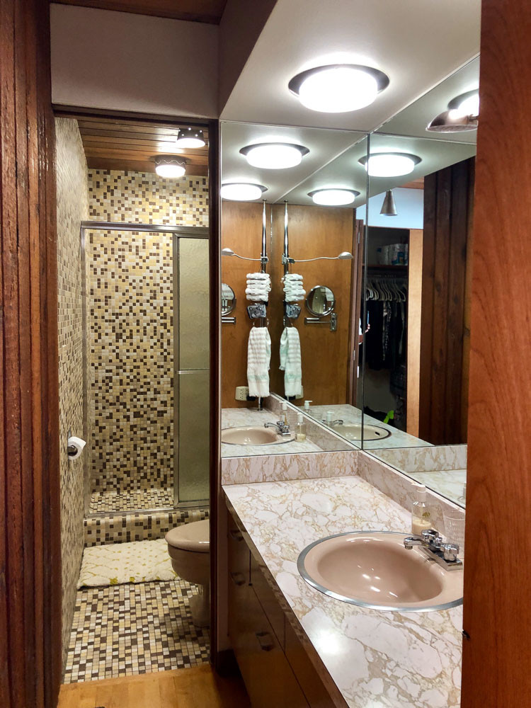 Tiled Bathroom Floors
 Mosaic bathroom tiles 3 unique designs in Kim s 1962 house