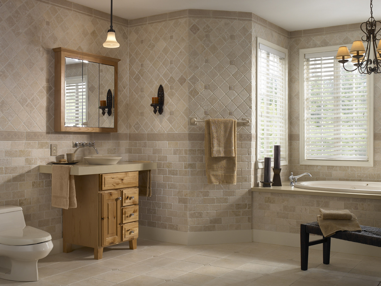 Tiled Bathroom Floors
 Metal & Glass Wall Tiles Backsplashes Mosaic Tile