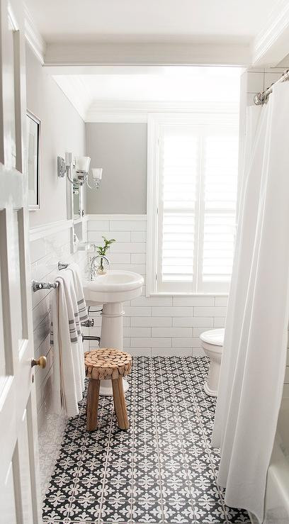 Tiles Color For Bathroom
 Black and White Bathroom Floor Tiles Transitional