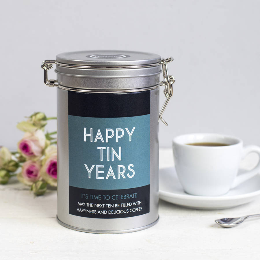 Tin Anniversary Gift Ideas
 personalised anniversary coffee t tin by novello