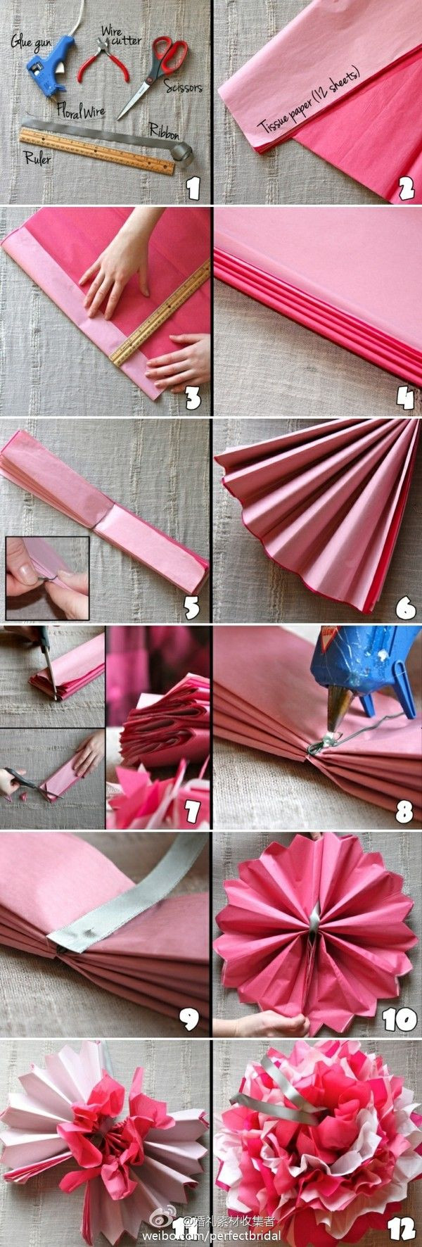 Tissue Paper Decorations DIY
 DIY Beautiful Tissue Paper Flowers for Wedding