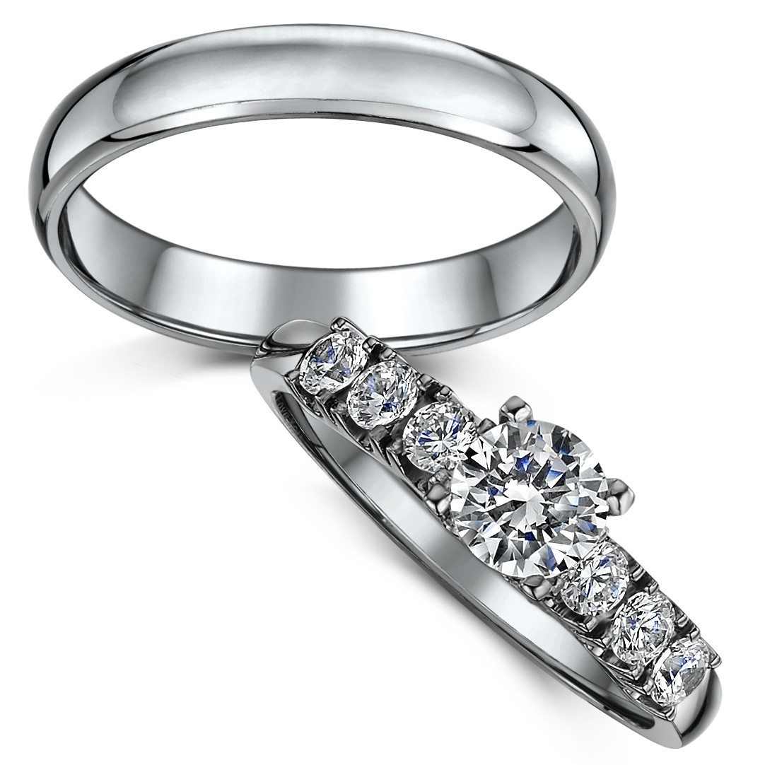 Titanium Wedding Band Sets
 Titanium Solitaire Engagement & Wedding Ring Set Bridal