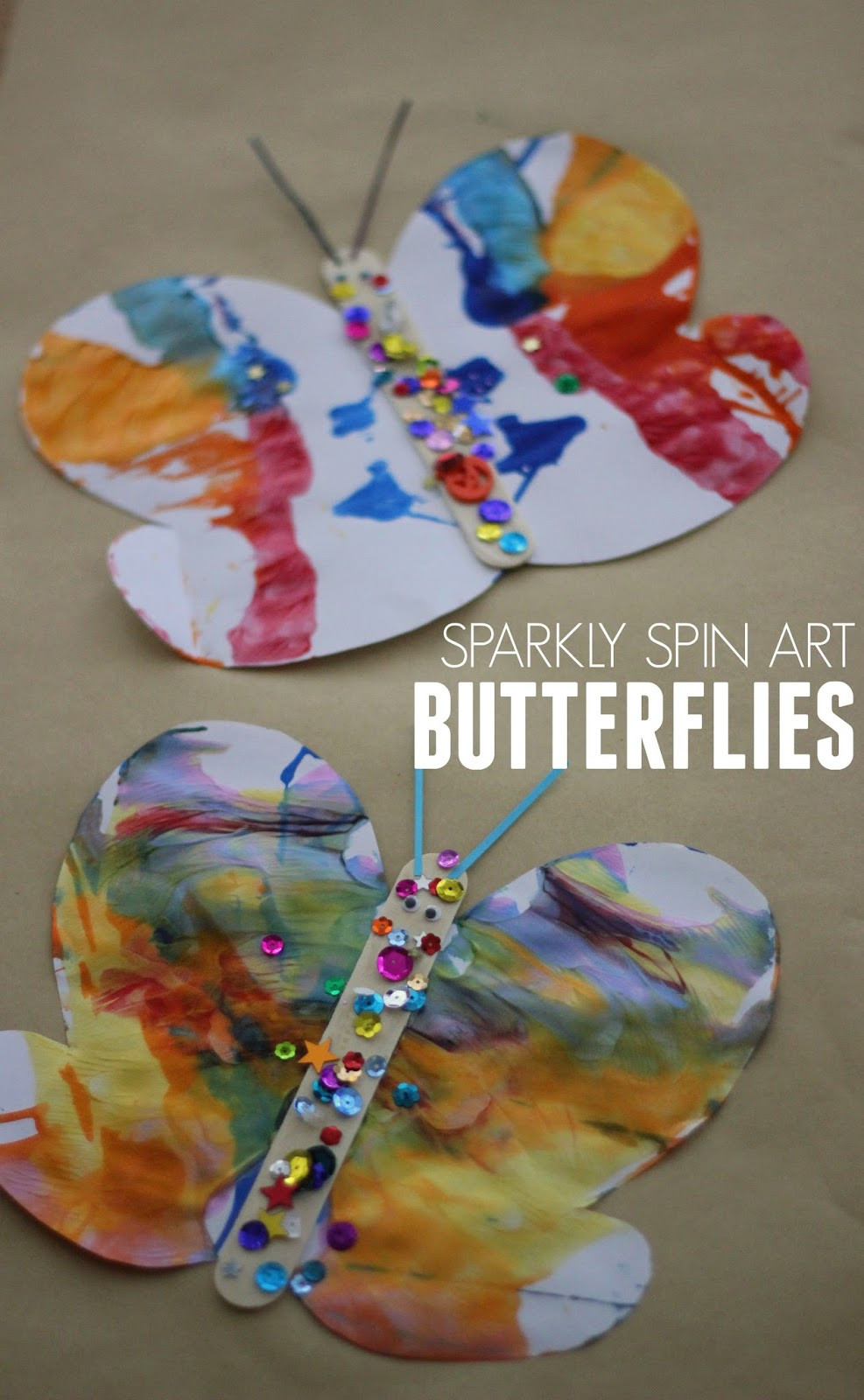 Toddler Arts And Craft Projects
 Toddler Approved Easy Sparkly Spin Art Butterflies