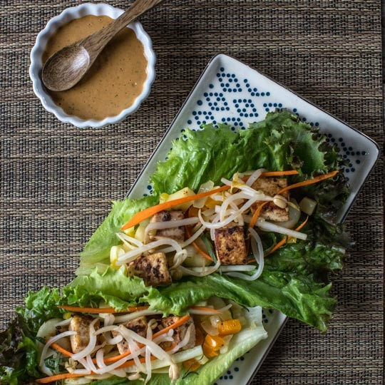 Tofu Wrap Recipes
 Thai Tofu Lettuce Wraps with Peanut Sauce Recipe
