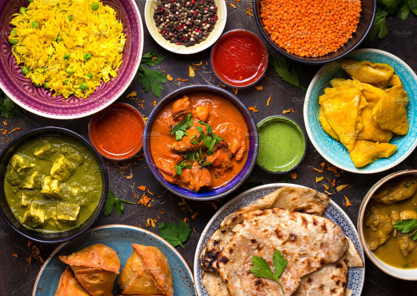 Traditional Indian Recipes
 Indian food table Food & Drink s Creative Market