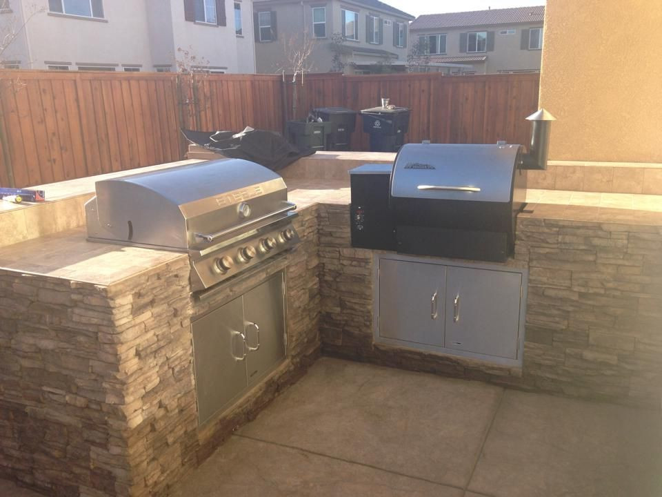 Traeger Built In Outdoor Kitchen
 A built in traeger and added stainless steel accessories