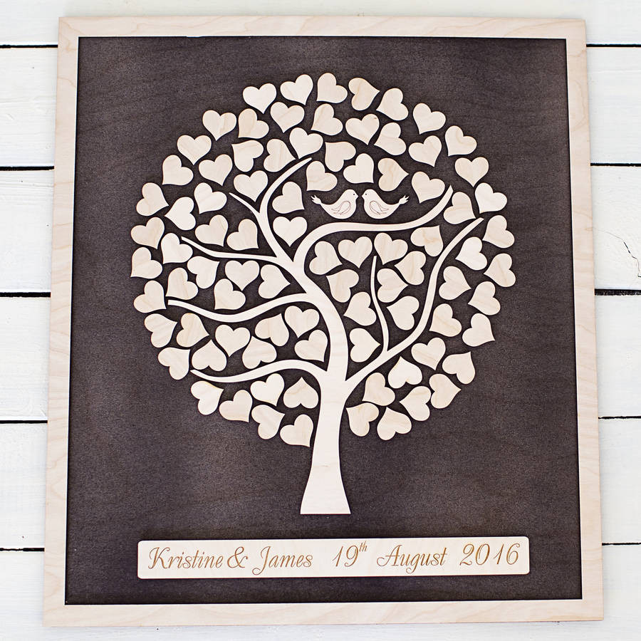 Tree For Wedding Guest Book
 love birds personalised tree wedding guest book by natural
