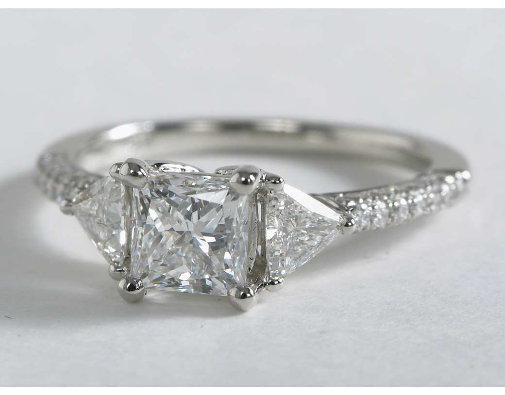 Trillion Diamond Engagement Ring
 Monique Lhuillier Trillion Cut Diamond Engagement Ring in
