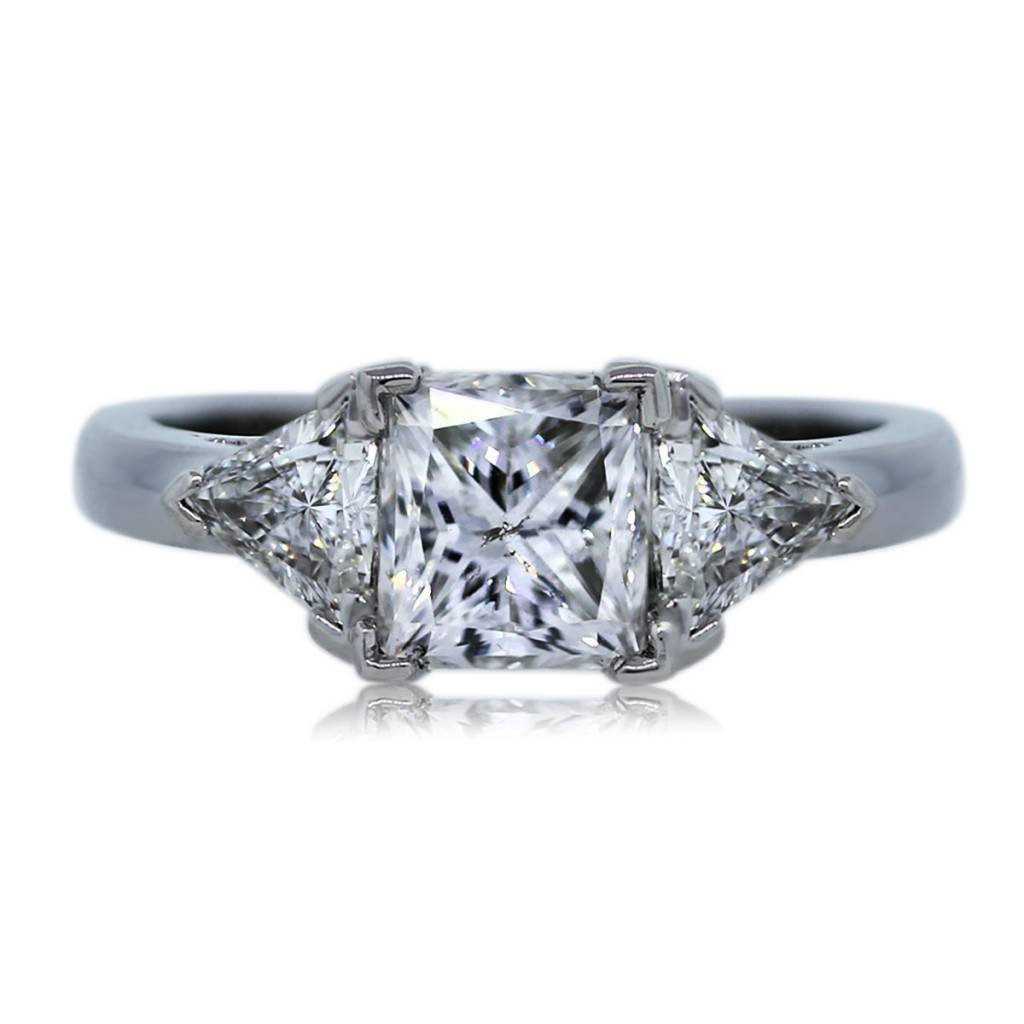 Trillion Diamond Engagement Ring
 Platinum 1 52ct Princess and Trillion Cut Diamond