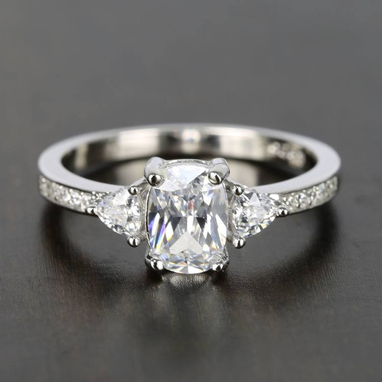 Trillion Diamond Engagement Ring
 Custom Oval & Trillion Cut Diamond Engagement Ring 1 Carat