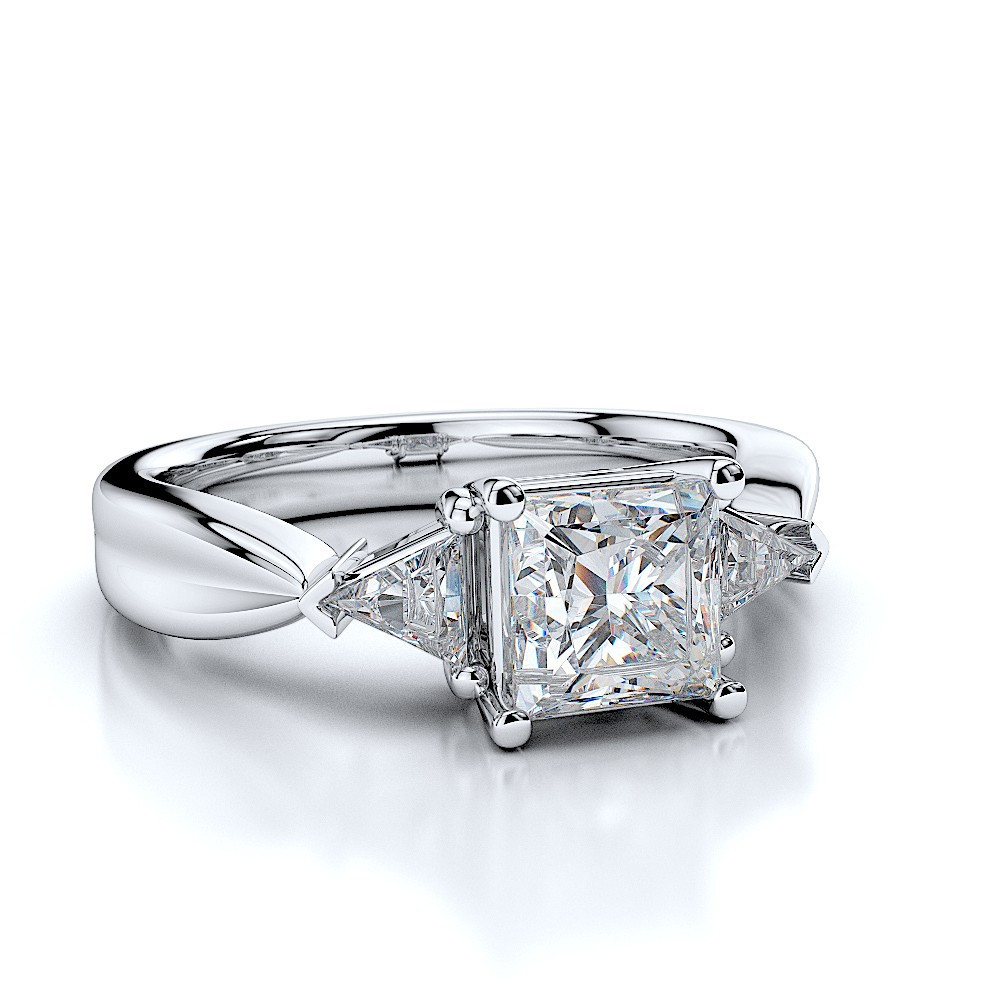 Trillion Diamond Engagement Ring
 Three Stone Trillion Cut Diamond Engagement Ring
