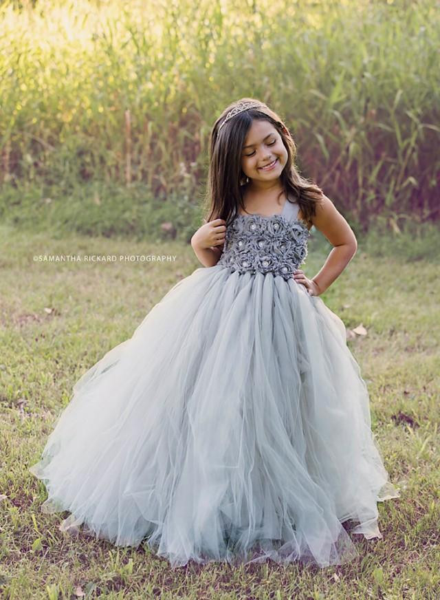 Tulle Dress Toddler DIY
 Grey Silver Flower Girl Tutu Dress Tulle Dress Wedding